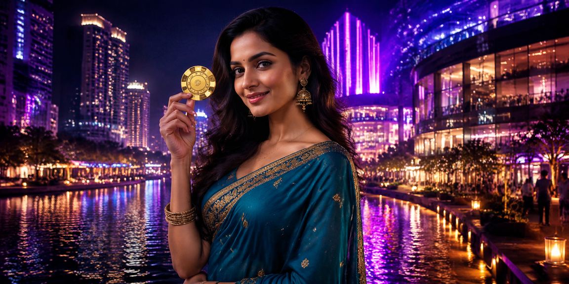 Young woman enjoying casino gaming on phone in Pune city